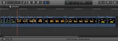 Edited test-animation timeline